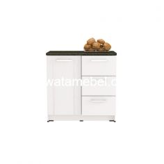 Kitchen Table Cabinet 2 Pintu - ACTIV Madrid KSB 212 / White Glossy - Grey Linen